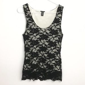 Sandra Sleeveless Top Black Lace Large [DK]
